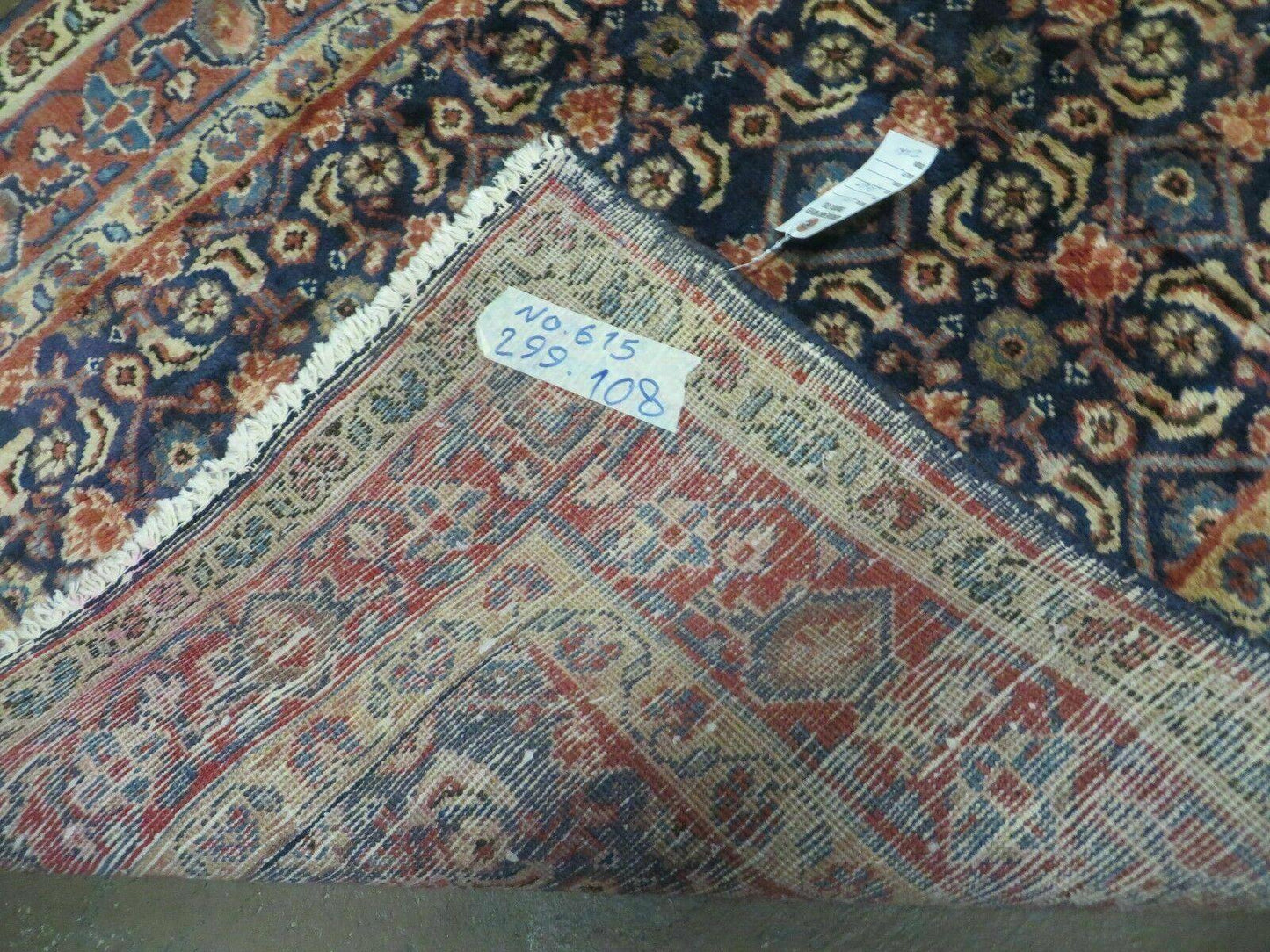 3'7" X 10' Antique Handmade India Floral Oriental Wool Runner Rug Organic Blue - Nuvé
