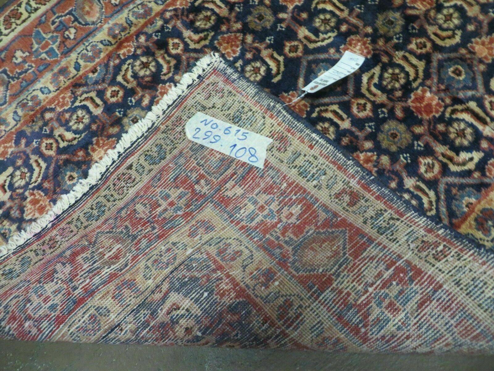 3'7" X 10' Antique Handmade India Floral Oriental Wool Runner Rug Organic Blue - Nuvé