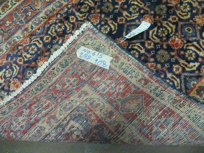 3'7" X 10' Antique Handmade India Floral Oriental Wool Runner Rug Organic Blue