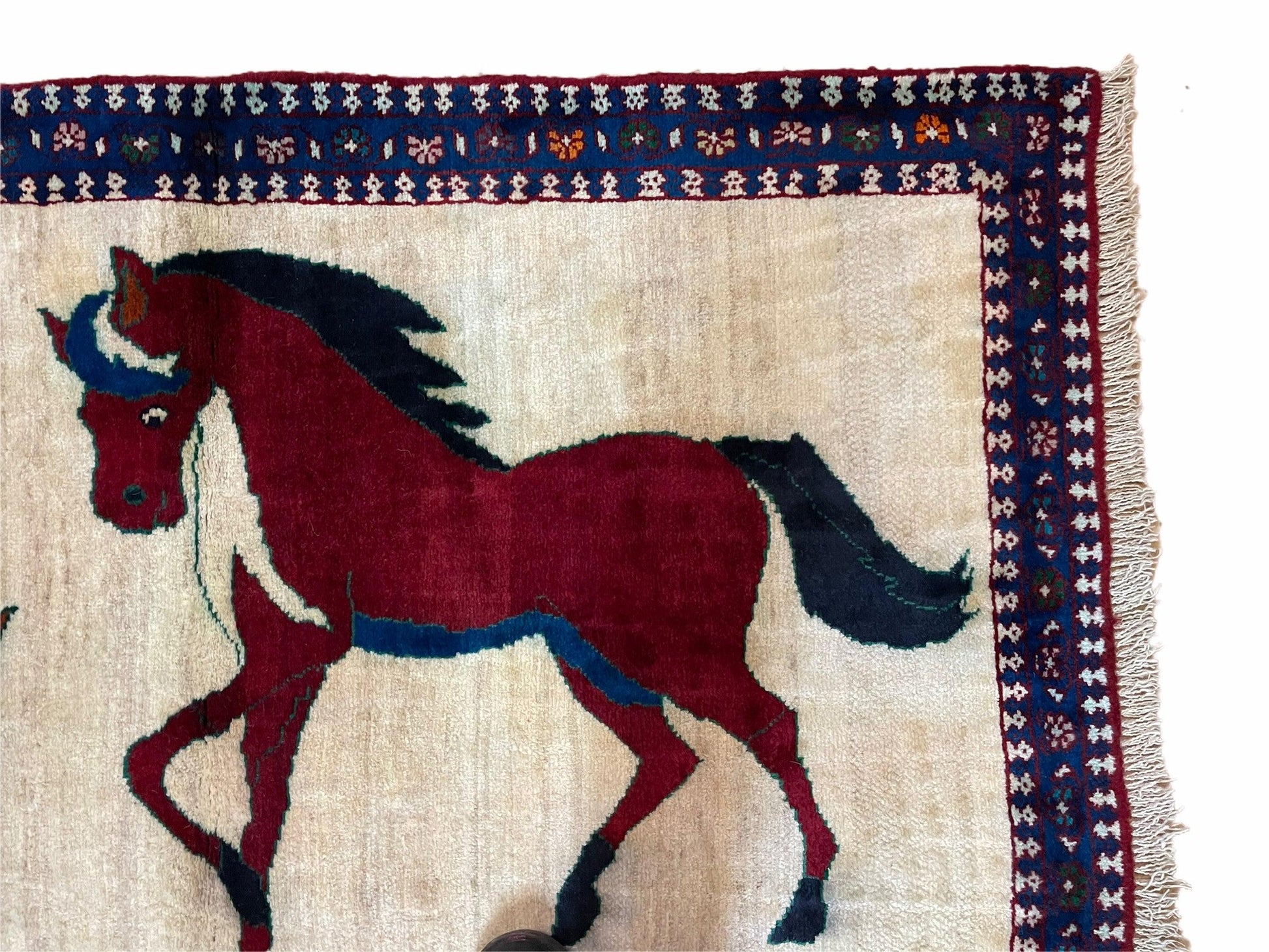 3.5 X 5 Handmade Hand-Knotted Quality Wool Pictorial Brown Horses Animal Rug - Nuvé