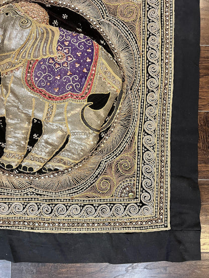Indian Embroidery 3x3, Elephant Design, Detailed Needlepoint, Beadwork - Nuvé