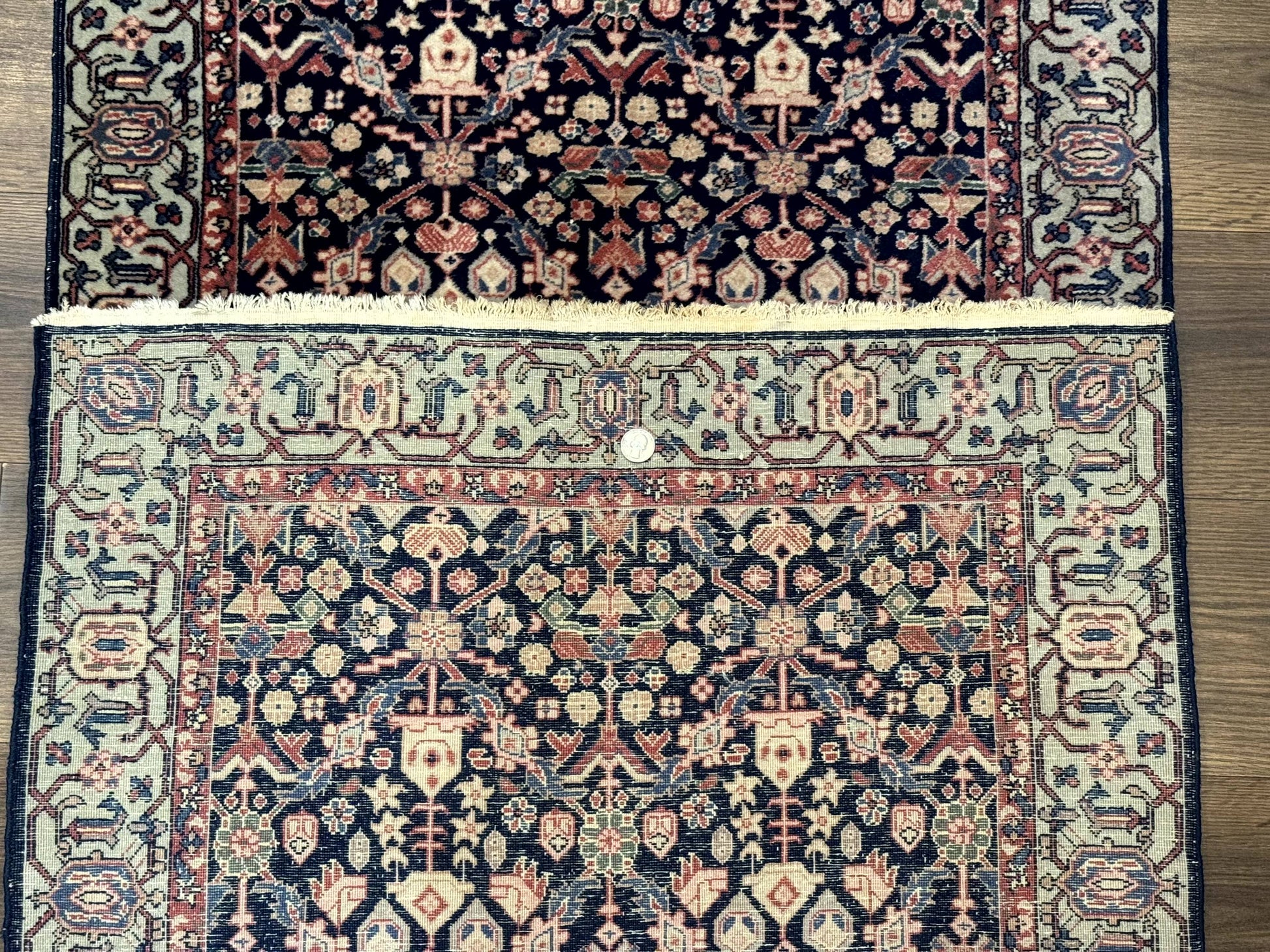 Indo Persian Runner Rug 2.8 x 12, Navy Blue, Floral, Fine 270 KPSI - Nuvé