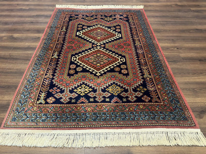 5x7 Persian Tribal Design Rug, Wool, Geometric Medallions, Vintage, Power Loomed - Nuvé