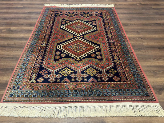 5x7 Persian Tribal Design Rug, Wool, Geometric Medallions, Vintage, Power Loomed - Nuvé