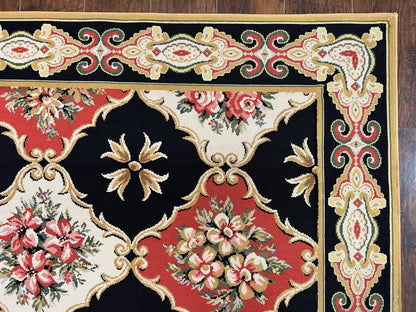 Wide Runner Rug 6x17 ft, Custom Made Vintage Stark Carpet 6 x 17 ft, Red Black Ivory, Corridor Hallway Rug, European Panel Design, Floral - Nuvé