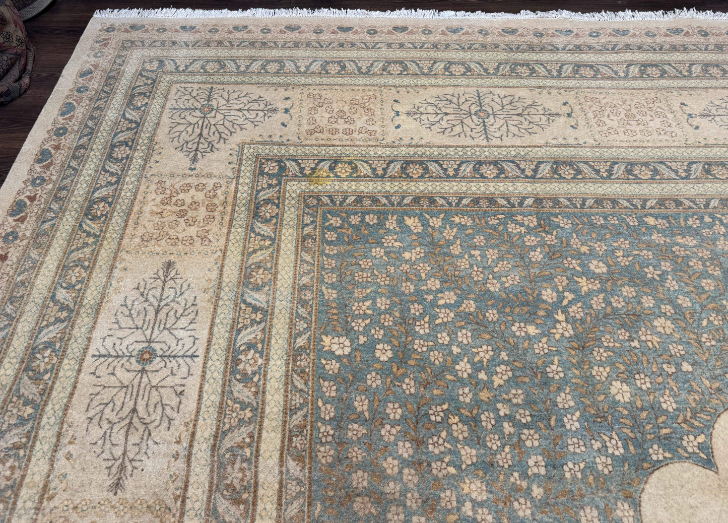 Palace Size Pak Persian Rug 12x18, Haji Jalili Design, Pakistani Carpet, Oat and Light Blue, Fine 260 KPSI - Nuvé