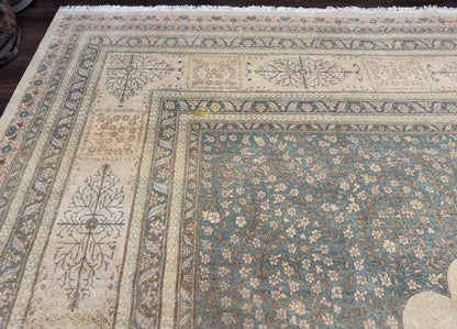 Palace Size Pak Persian Rug 12x18, Haji Jalili Design, Pakistani Carpet, Oat and Light Blue, Fine 260 KPSI - Nuvé
