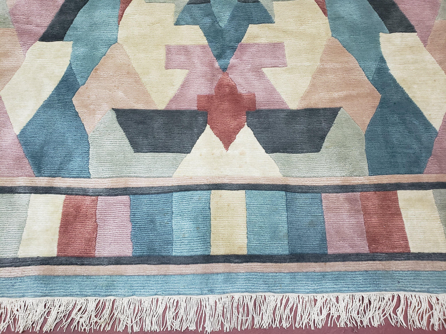 Contemporary Indian Nepalese Area Rug 8x11, Wool Hand-Knotted Modern Multicolor Nepali Abstract Carpet 8 x 11 Soft Playroom Nursery Room Rug - Nuvé