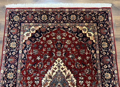 Sino Persian Rug 4x6, Traditional Wool Hand Knotted Carpet, Red Navy Blue, 225 KPSI - Nuvé
