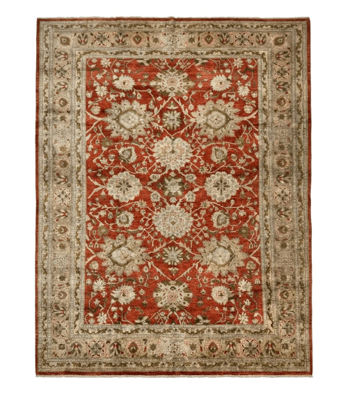 Pakistani Peshawar Rug 10x13, Burnt Orange, Large Handmade Wool Carpet