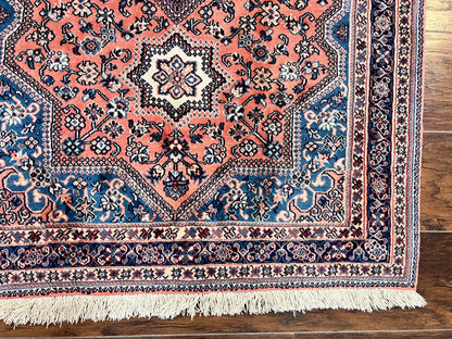 Persian Shiraz Rug 3x5, Geometric Tribal Rug, Wool Hand Knotted Vintage Carpet, Light Red & Blue, Signed by Masterweaver - Nuvé