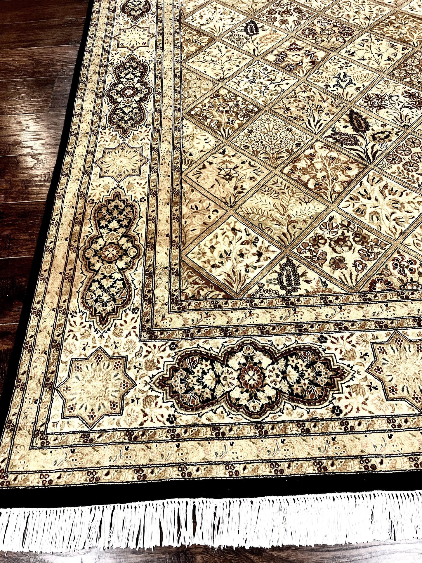 Pak Persian Rug 8x10, Multipanel Kirman Design, Wool Hand Knotted Vintage Carpet, Fine Weave Oriental Rug 8 x 10 - Nuvé