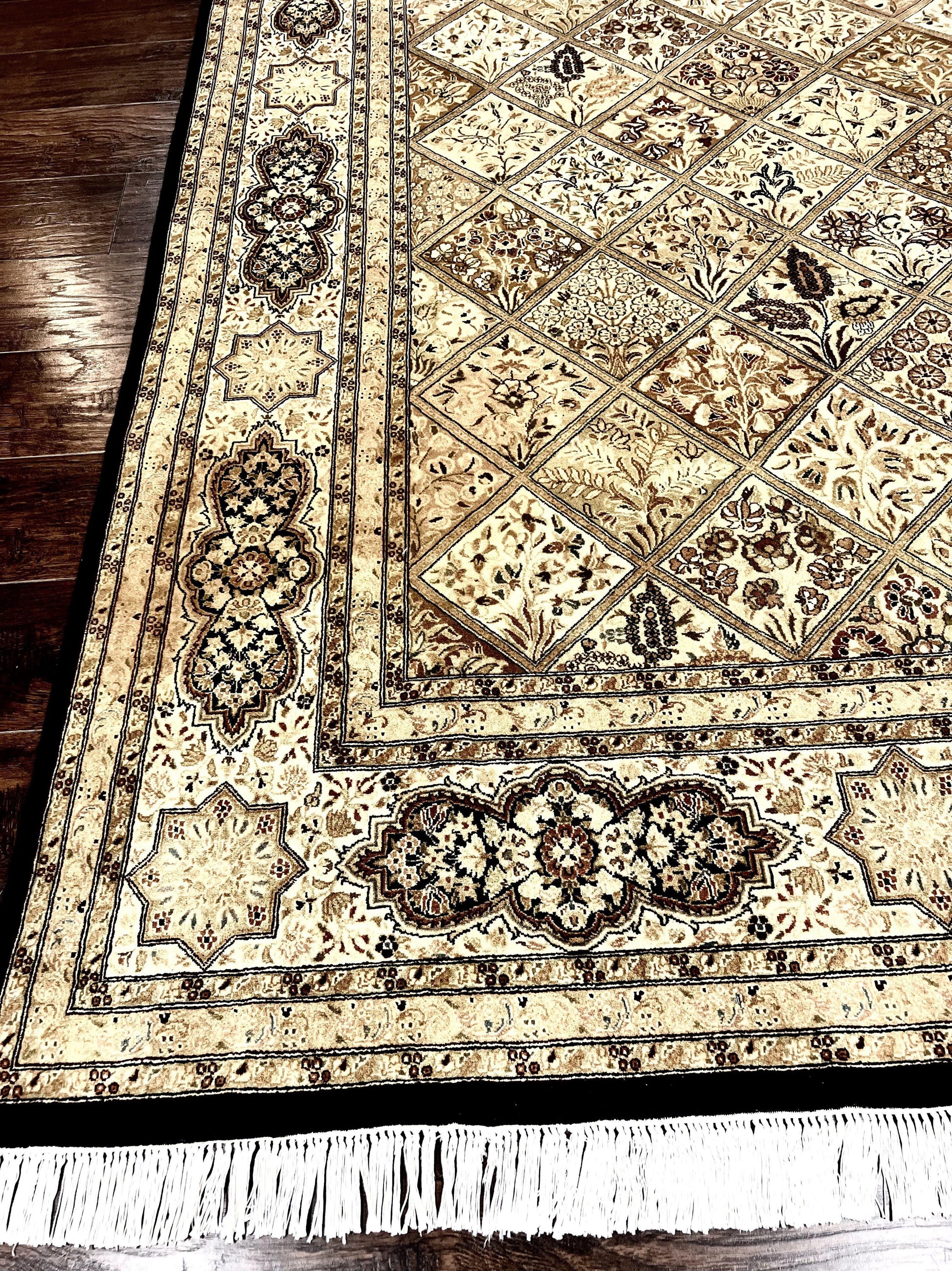 Pak Persian Rug 8x10, Multipanel Kirman Design, Wool Hand Knotted Vintage Carpet, Fine Weave Oriental Rug 8 x 10 - Nuvé