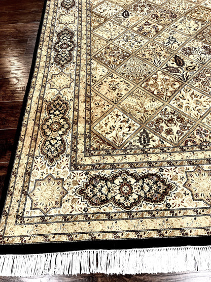 Pak Persian Rug 8x10, Multipanel Kirman Design, Wool Hand Knotted Vintage Carpet, Fine Weave Oriental Rug 8 x 10 - Nuvé