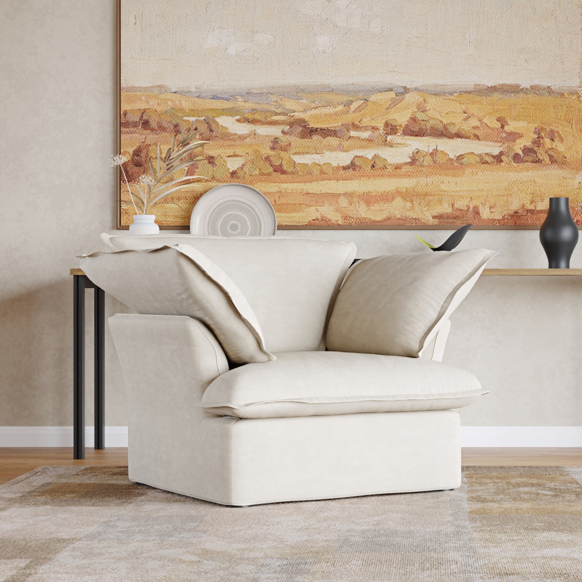 Sabi Modular Boucle Cloud Sofa- Beige - Single Seater Sofa - Nuvé