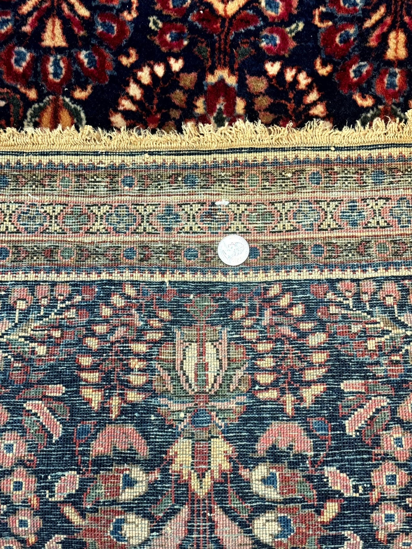 Small Navy Blue Persian Rug 2x4, Sarouk Rug, Rare Colors, Antique 1920s Wool Rug - Nuvé