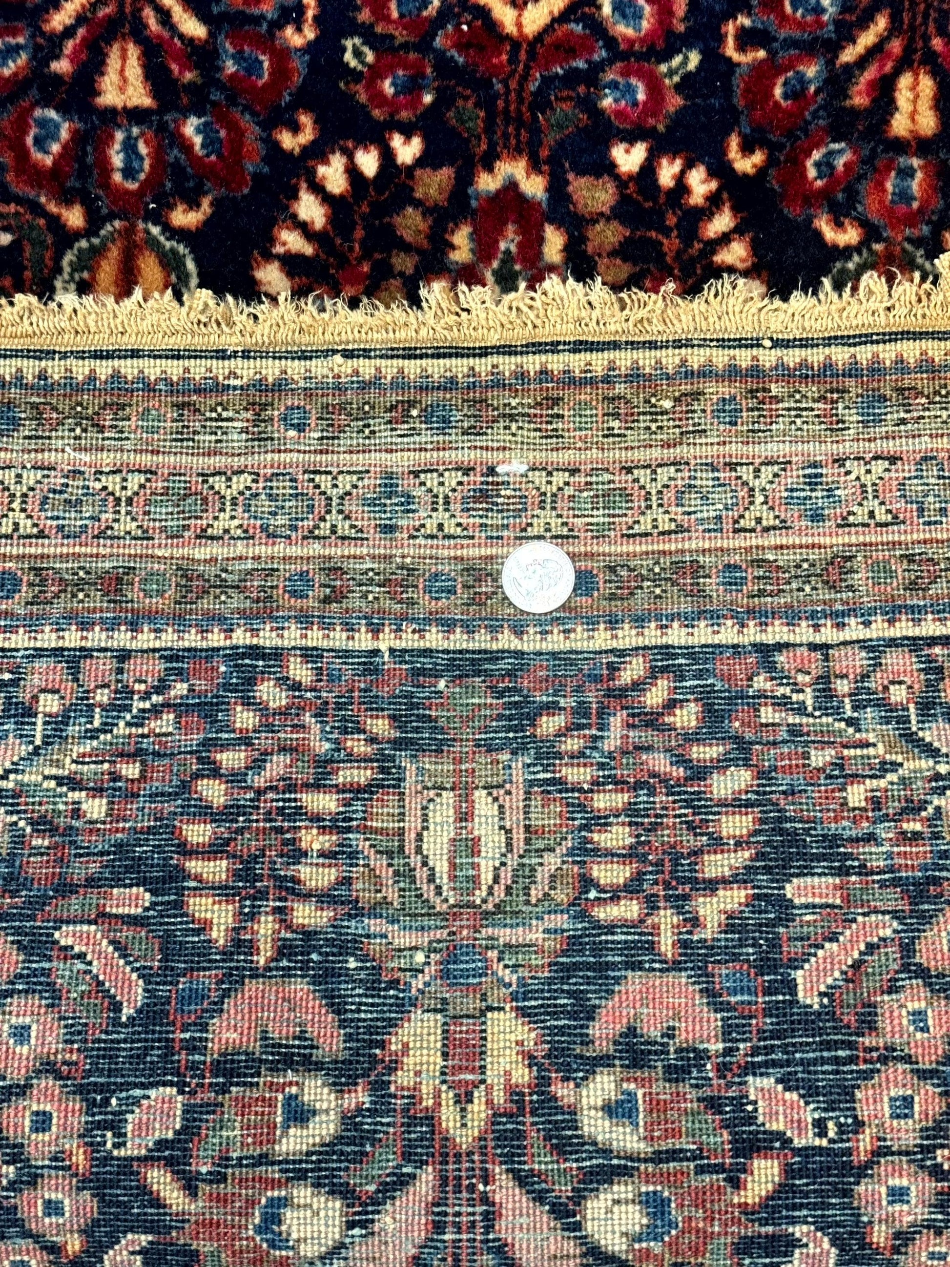 Small Navy Blue Persian Rug 2x4, Sarouk Rug, Rare Colors, Antique 1920s Wool Rug - Nuvé