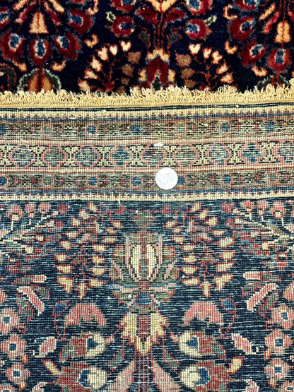 Small Navy Blue Persian Rug 2x4, Sarouk Rug, Rare Colors, Antique 1920s Wool Rug - Nuvé
