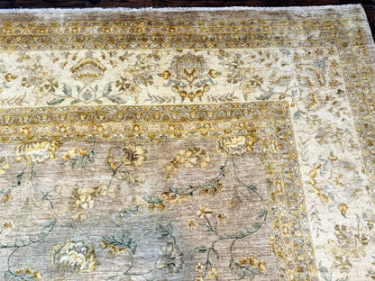 Palace Sized Rug 11x18, Handmade Wool Oversized Persian Carpet 11 x 18 ft, Gray-Taupe, Beige-Cream, Floral, Large Hand Knotted Area Rug - Nuvé