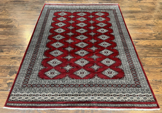 Pakistani Bokhara Rug 6x8, Fine Turkoman Carpet, Wool Handmade Vintage, Red, 6 x 8 Medium Sized Rug, Turkmen Rug - Nuvé