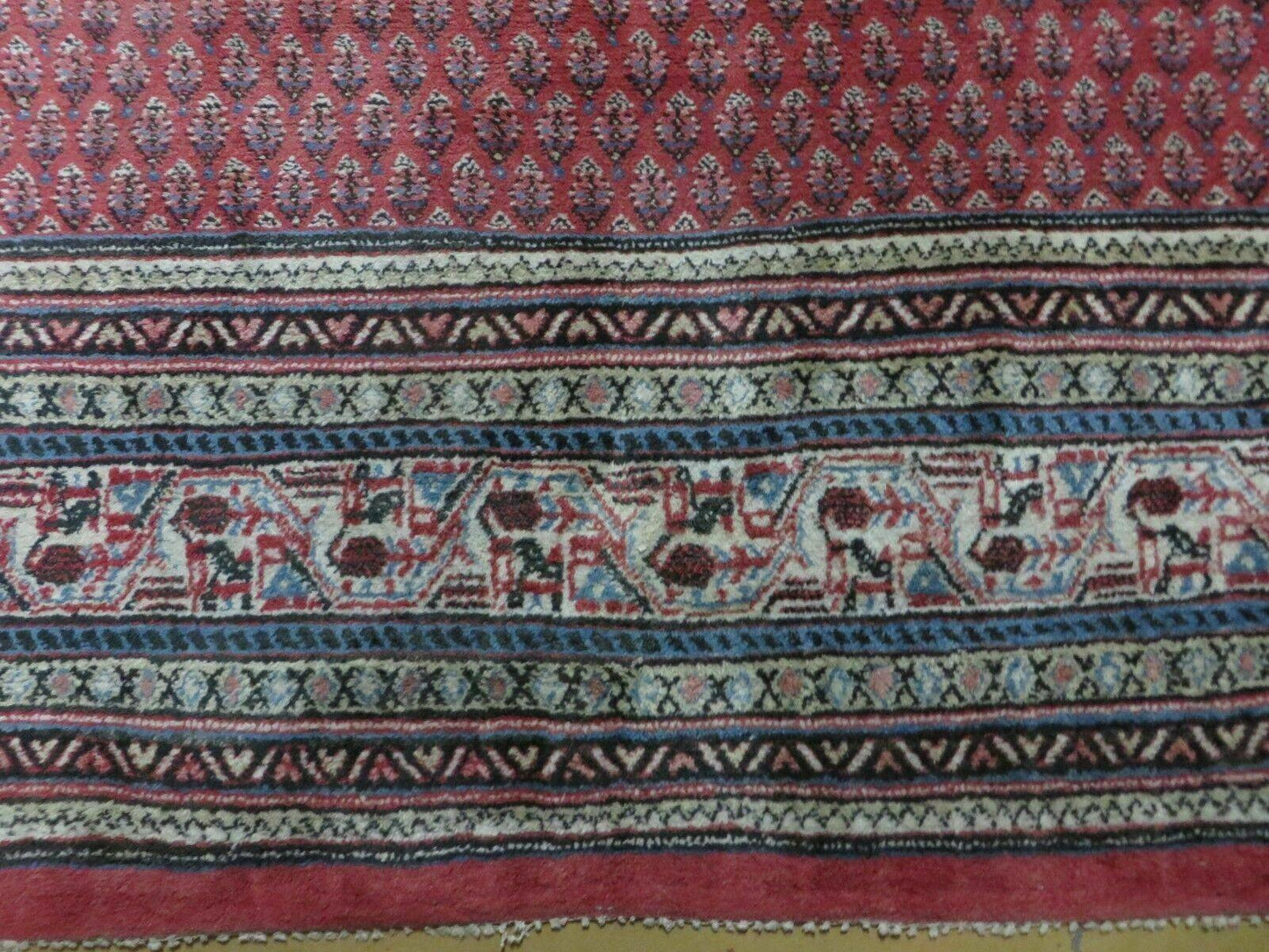 7' X 9' Vintage India Oriental Paisley Handmade Wool Rug Red Vegetable Dyes - Nuvé