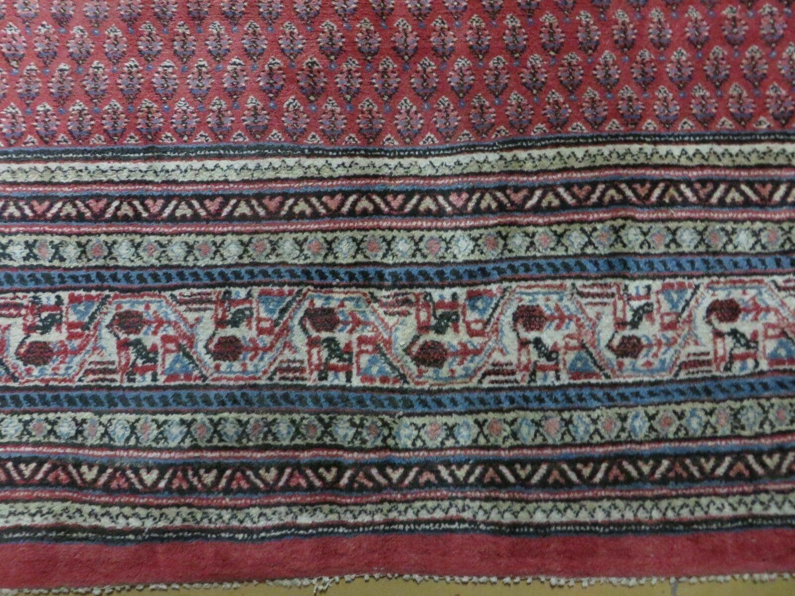 7' X 9' Vintage India Oriental Paisley Handmade Wool Rug Red Vegetable Dyes - Nuvé