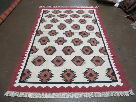 5' X 8' Hand Woven Wool Rug Contemporary Kilim Dhurrie Modern Oriental Area Rug - Nuvé