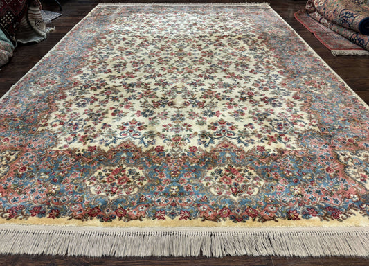 8.8 x 12 Karastan Rug #788 Ivory Kirman, Wool Vintage Original 700 Series - Nuvé