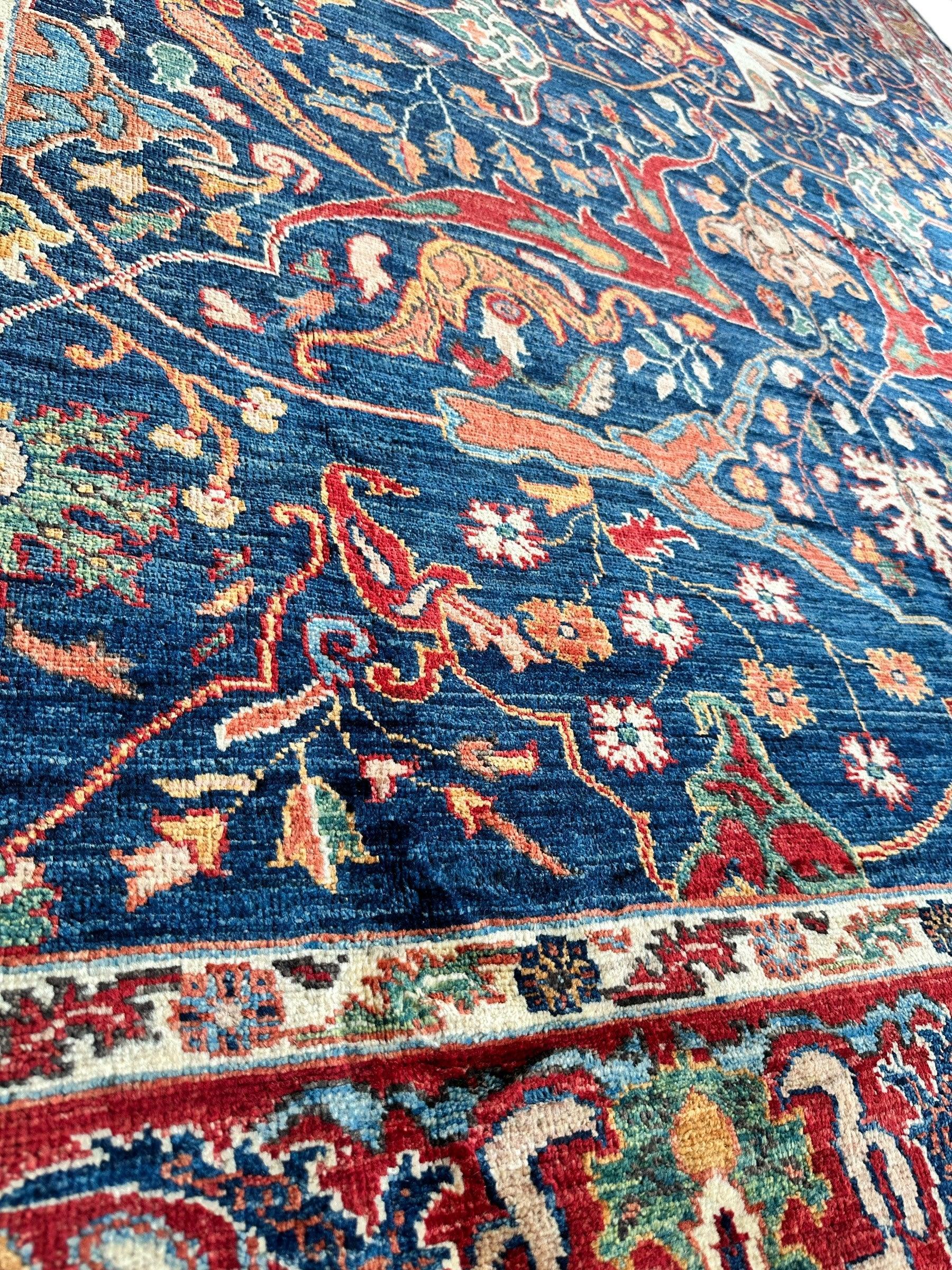 Hand-Knotted Afghani Bidjar Ghazni Wool Rug – 6'7" x 9'10" – Elegant Floral Design - Nuvé