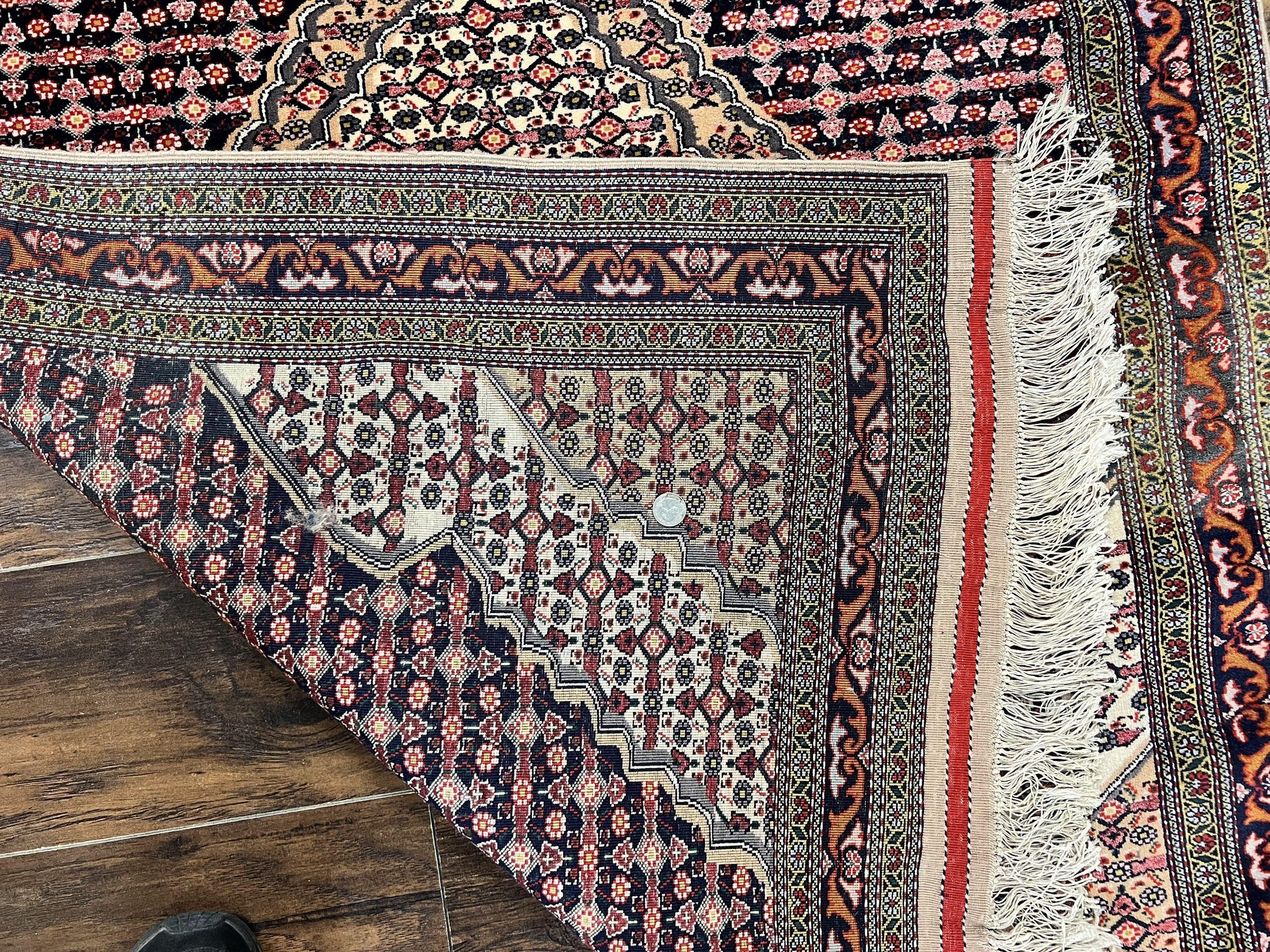 Afghan Rug 4x5, Wool with Silk Highlights, Very Fine Hand Knotted Vintage Oriental Carpet, Herati Pattern, Persian Rug, Bidjar Rug, 400 KPSI - Nuvé