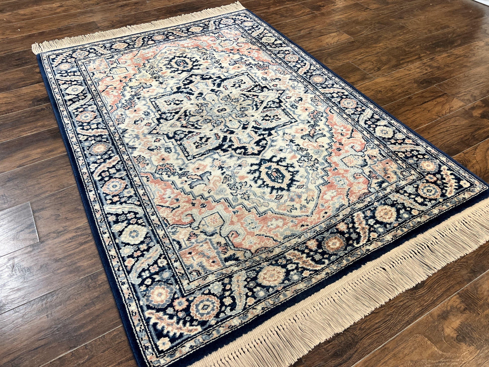 Karastan Blue Heriz Rug #748, Vintage Wool Karastan Carpet 4.3 x 6, Discontinued Original 700 Series Karastan Area Rug - Nuvé
