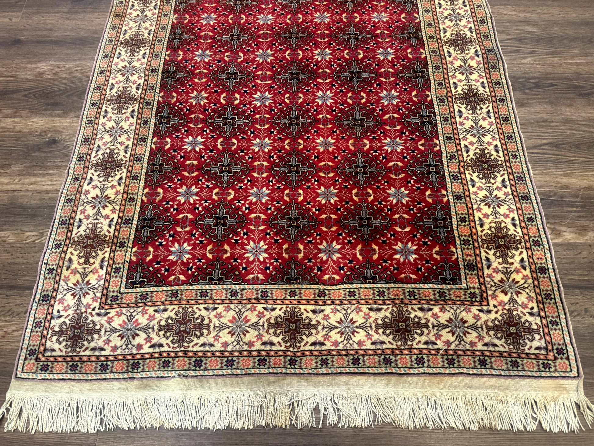 Turkish Sivas Rug 4x6, Red and Cream, Allover Design, Handmade Vintage - Nuvé