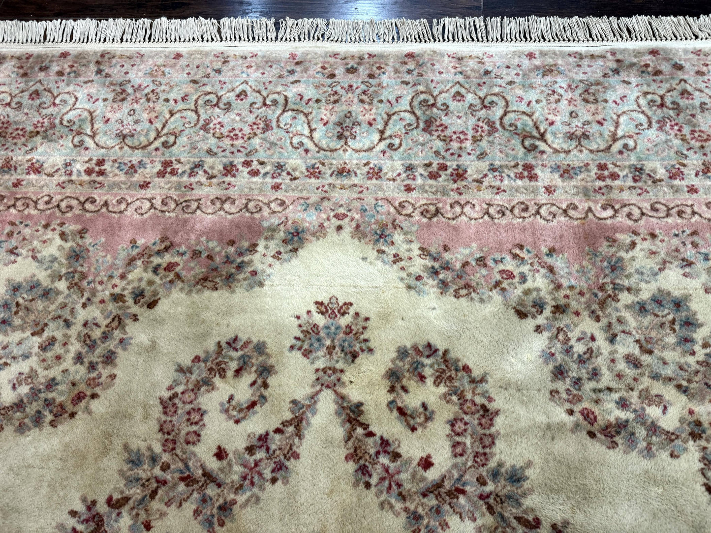 Karastan Rug 8.8 x 12, Pastel Ivory Kirman Rug #784, Wool Karastan Carpet, Original 700 Series, Vintage Karastan Area Rug, Discontinued - Nuvé