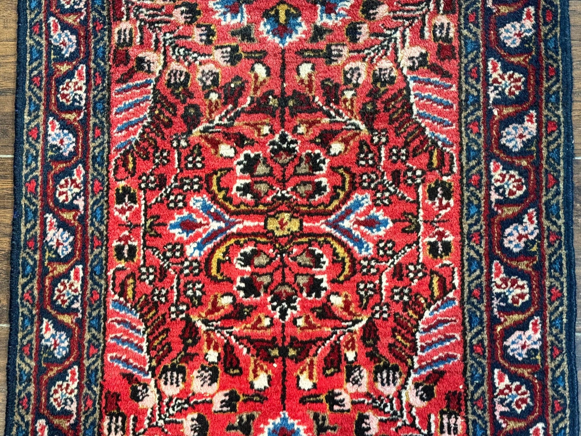 Small Antique Persian Tribal Rug 2x3, Red, Floral, Handmade, Hamadan Rug - Nuvé