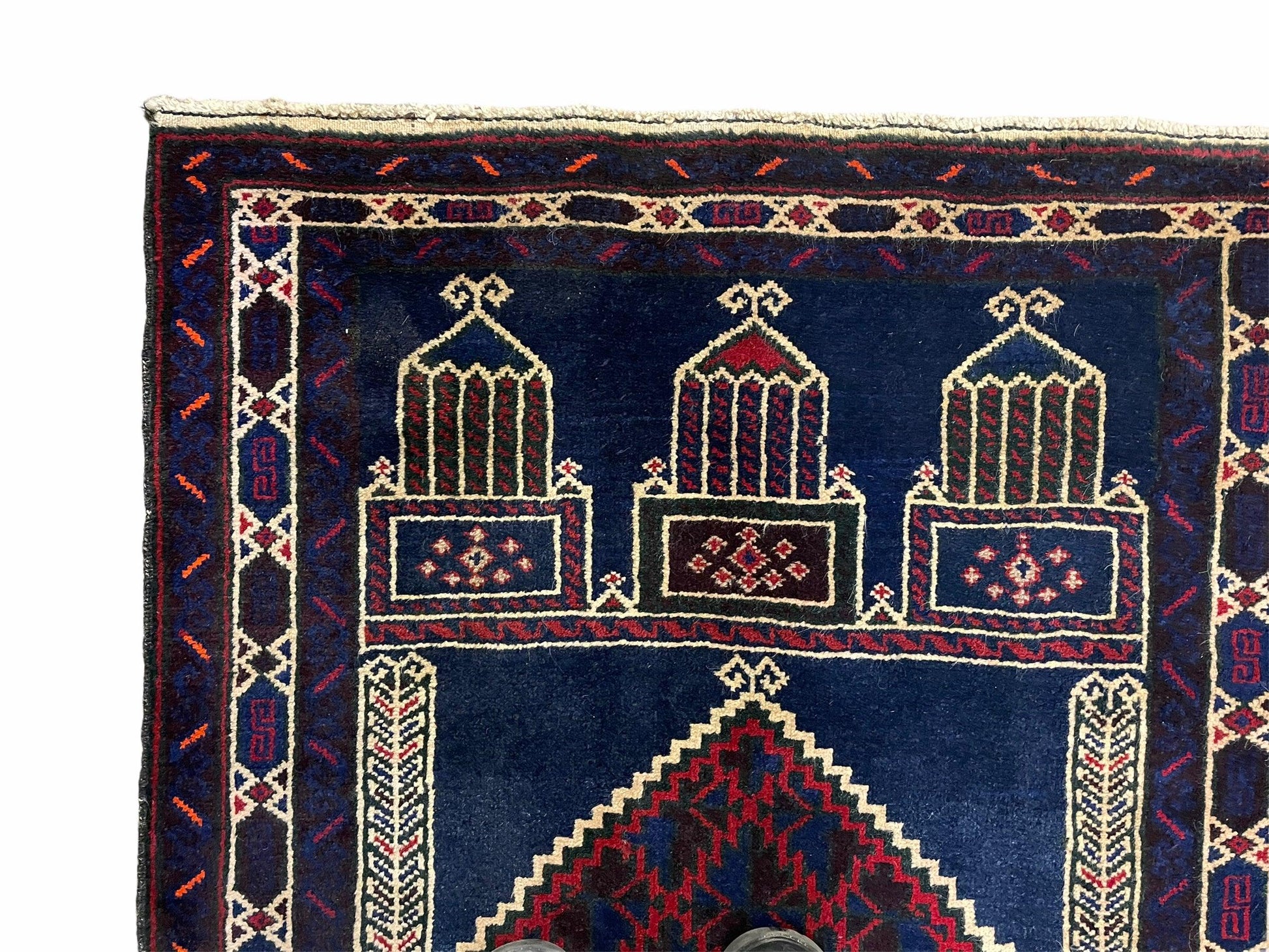 3x5 Vintage Handmade Tribal Wool Rug Balouchi Prayer Rug Afghan Rug Red Blue Wow - Nuvé