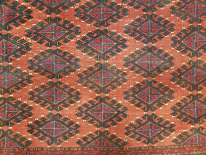 Antique Turkoman Rug 3'4" x 5', Collecticble Yamud Oriental Rug, Seat Pillow Cushion Cover, Tribal Mat, Wool Red Hand-Knotted Mafresh Carpet - Nuvé