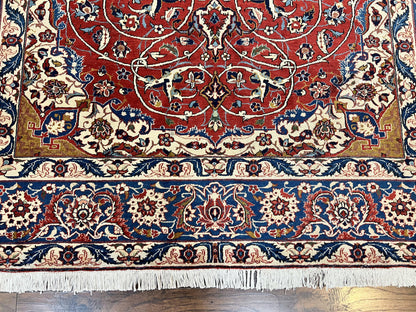 Red Persian Isfahan Rug 7x10 - Antique, Floral Medallion - Nuvé