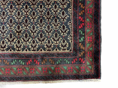 3x5 New Vintage Handmade Wool Rug Tribal Balouch Turkoman Prayer Rug Veggie Dyes