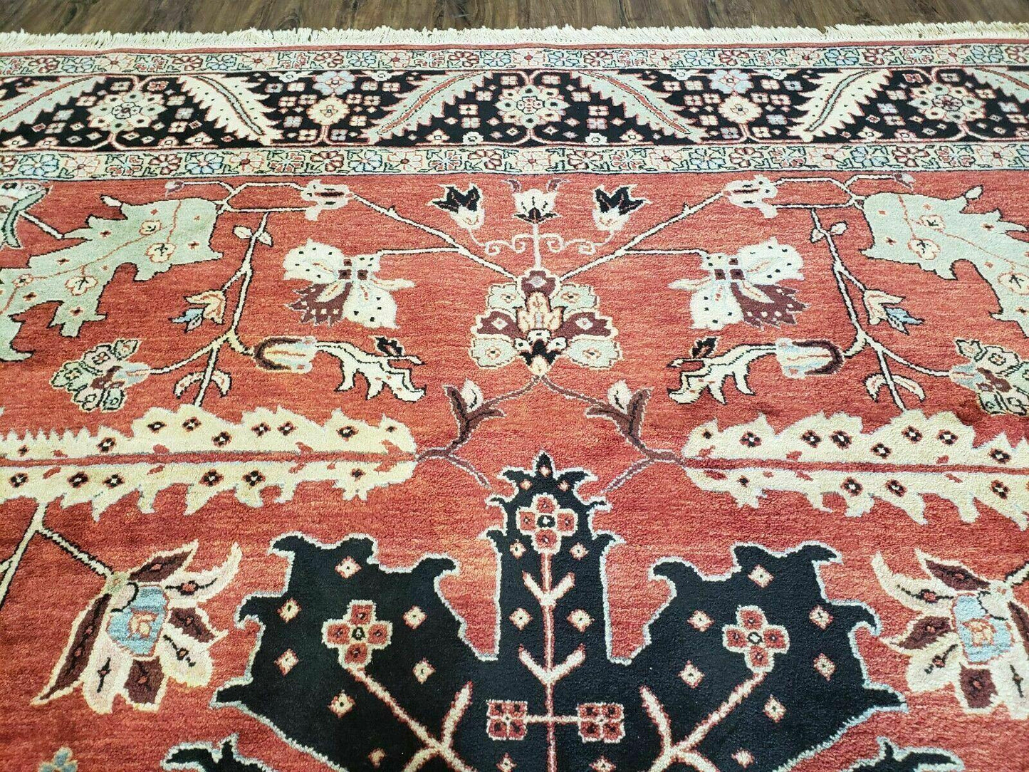 10' X 14' Vintage Hand Made Turkish Wool Rug Carpet Red Black Hand Knotted Nice - Nuvé