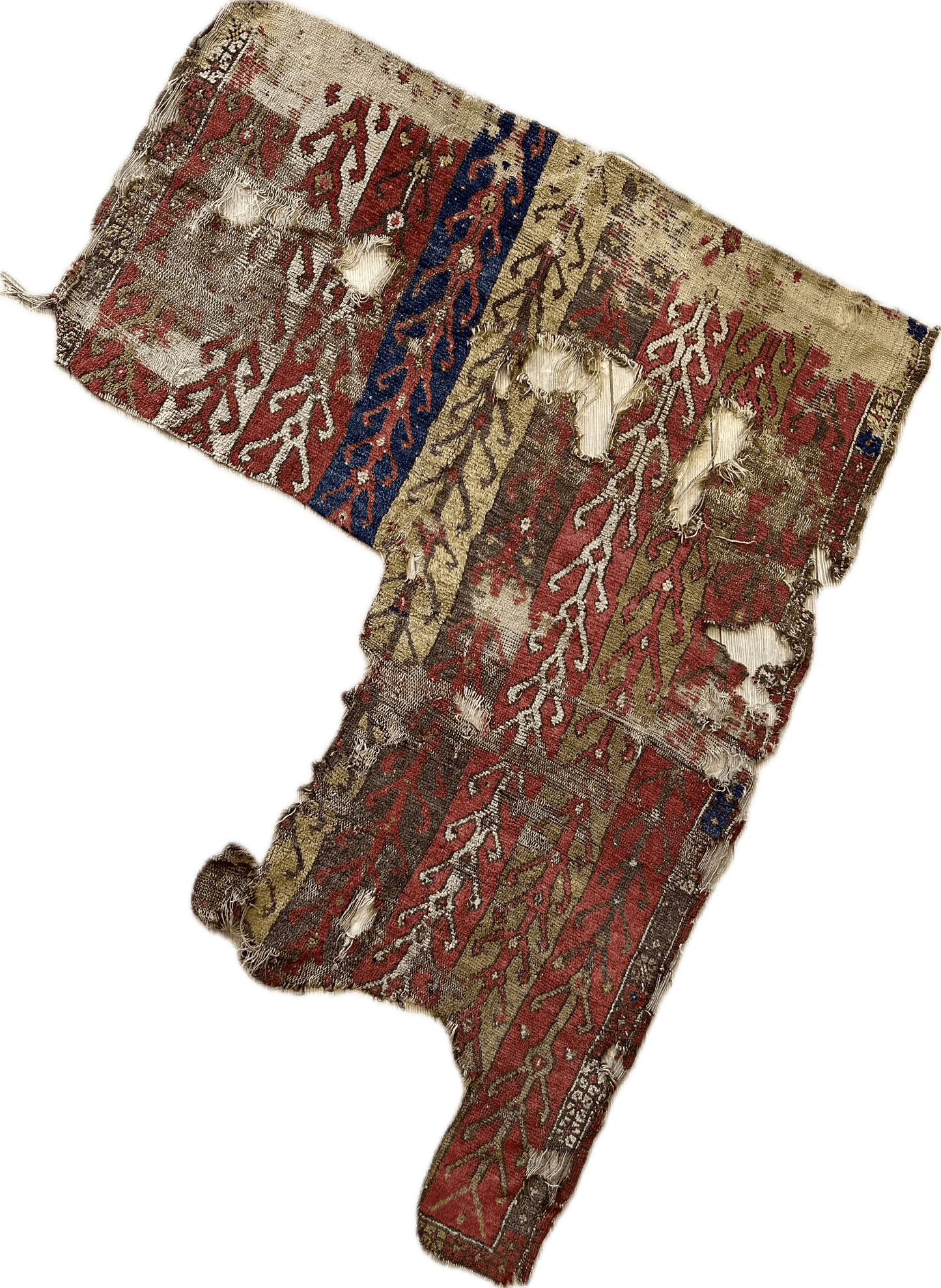 Anatolian Tribal Rug Fragment | 19th Century Wool Textile Art 70" x 52" - Nuvé
