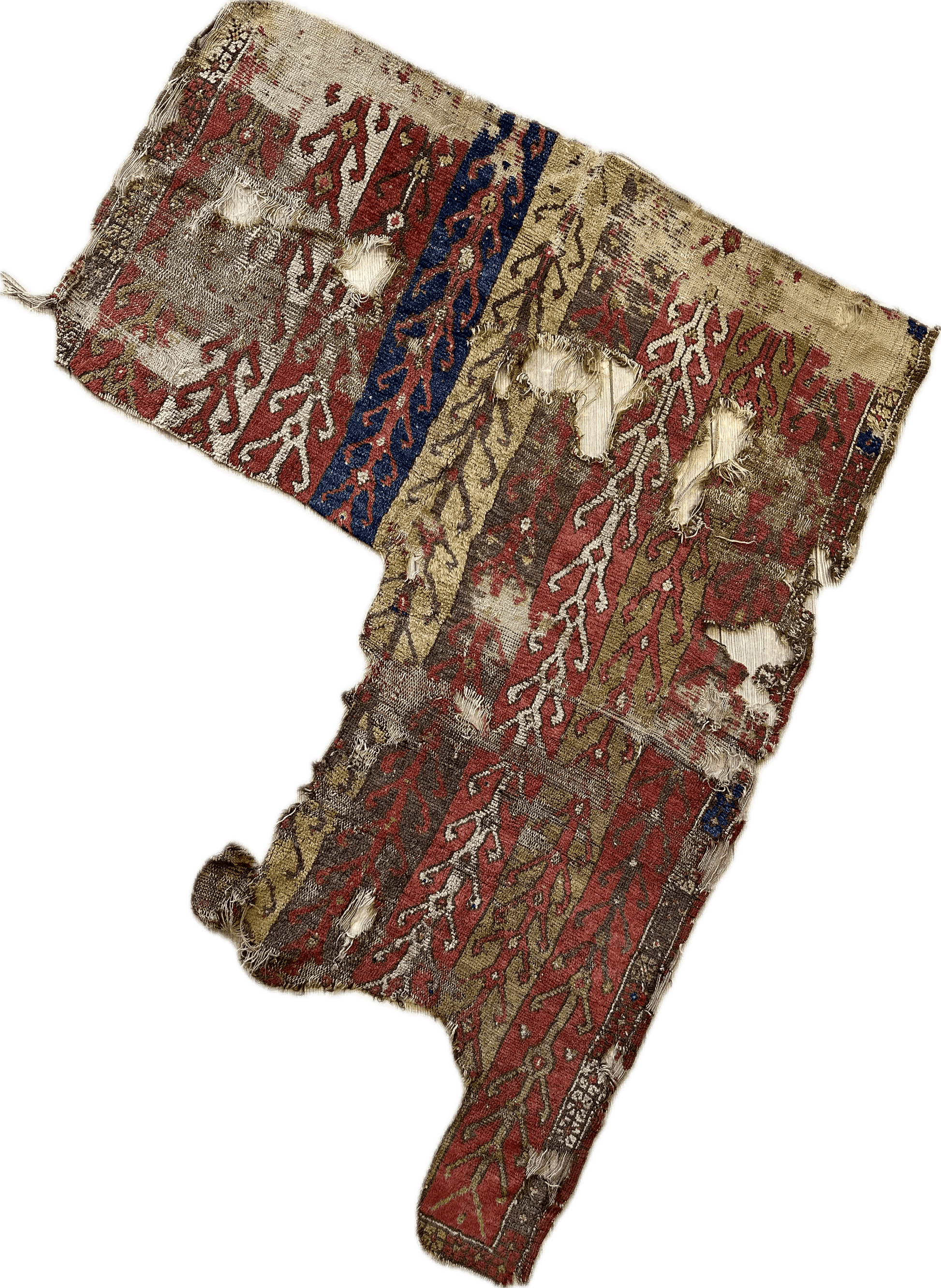 Anatolian Tribal Rug Fragment | 19th Century Wool Textile Art 70" x 52" - Nuvé