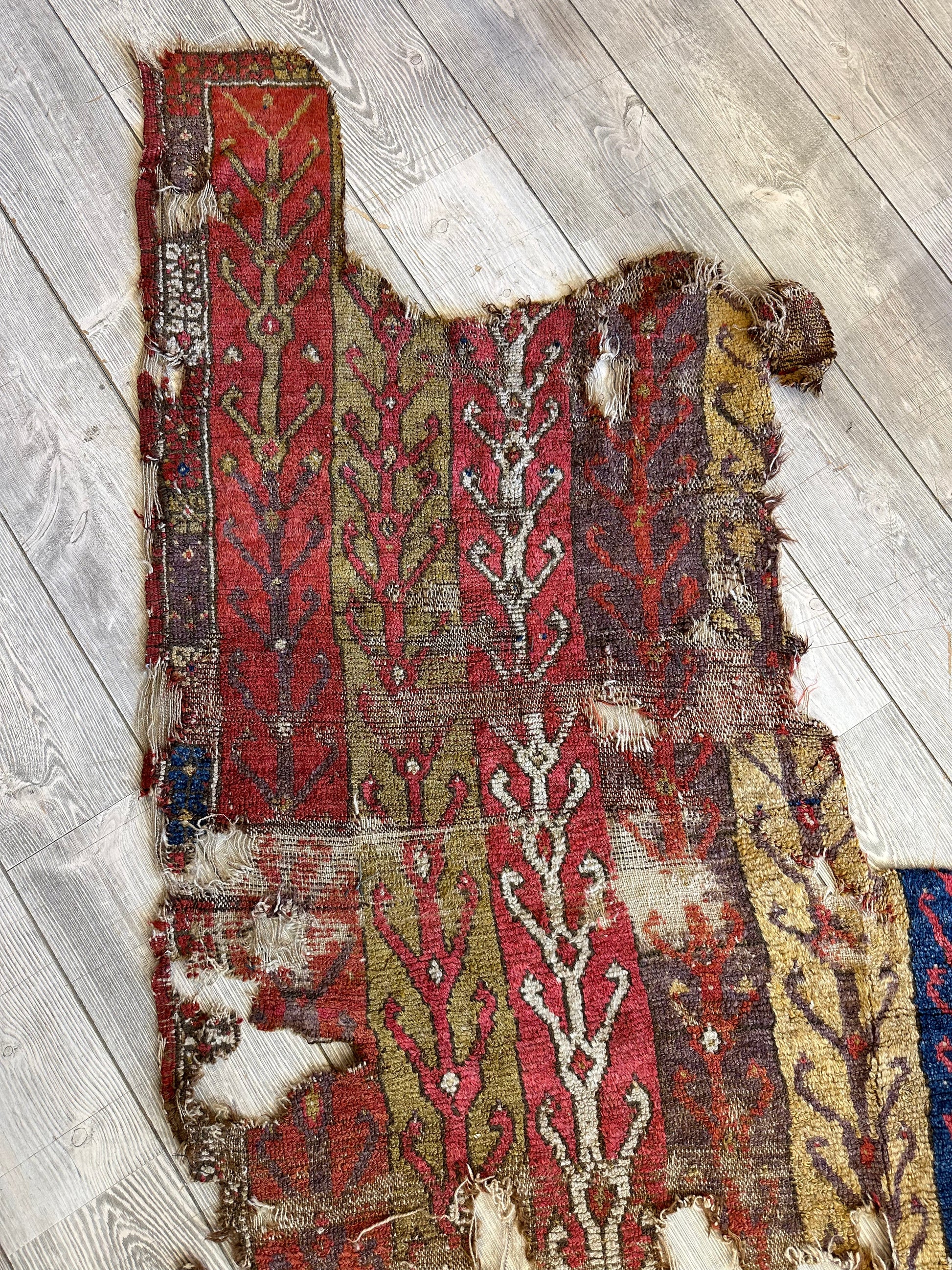 Anatolian Tribal Rug Fragment | 19th Century Wool Textile Art 70" x 52" - Nuvé