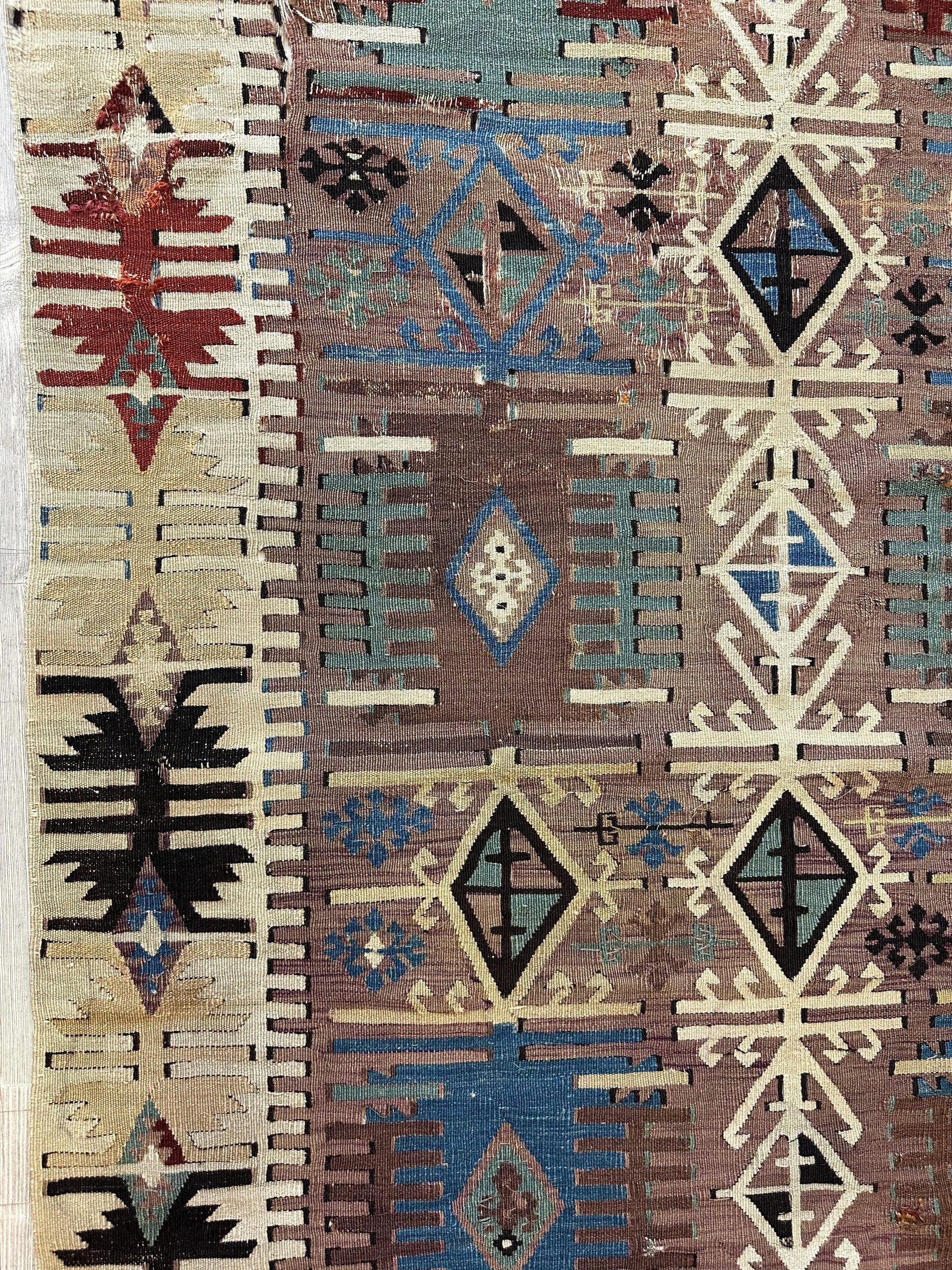 Reyhanli Anatolian 19th C Antique One Of A Kind Kilim Rug 5’ x 8’3” - Nuvé