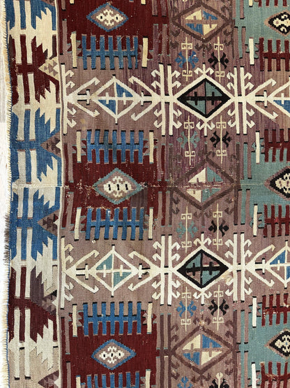 Reyhanli Anatolian 19th C Antique One Of A Kind Kilim Rug 5’ x 8’3” - Nuvé