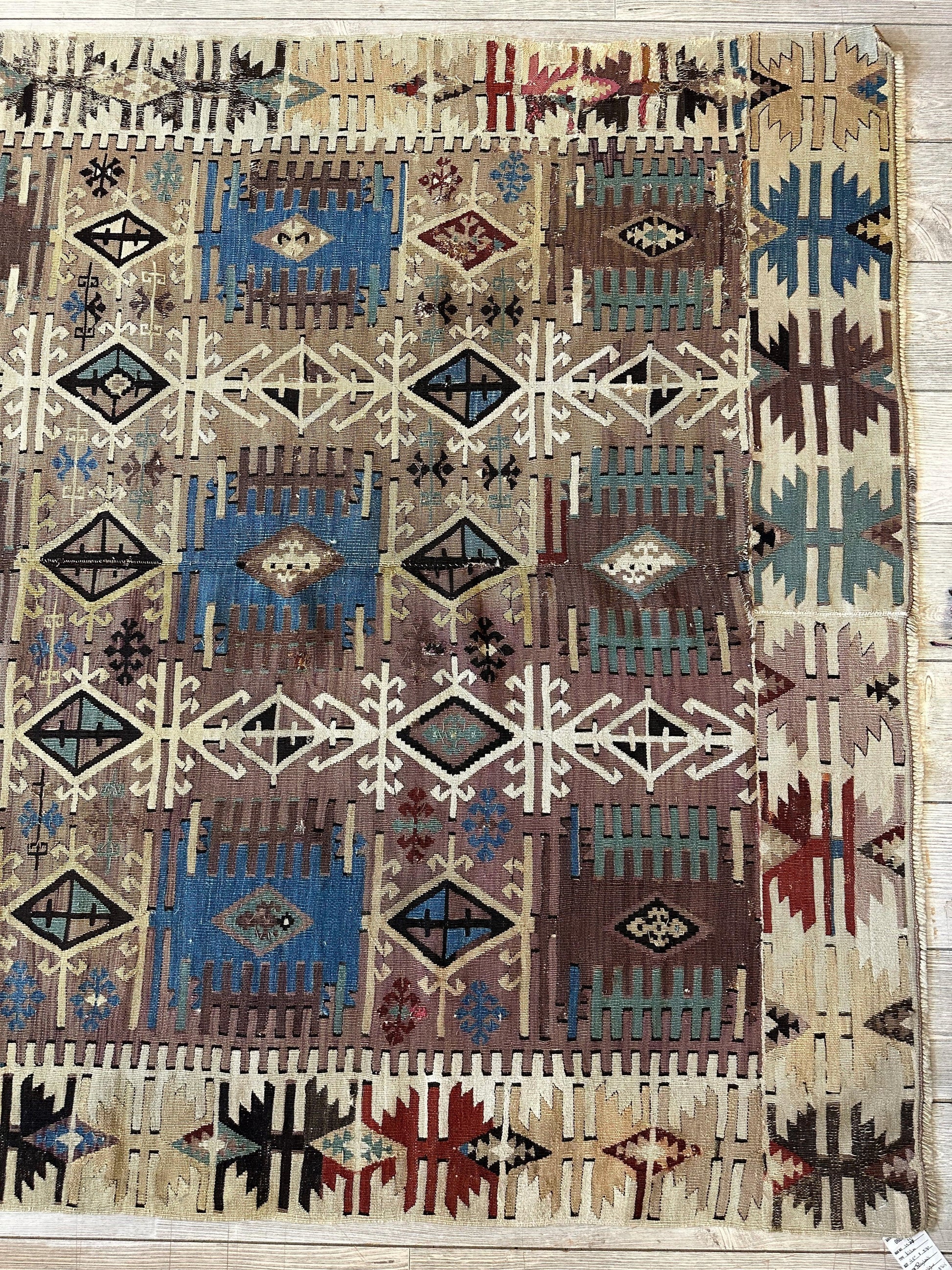 Reyhanli Anatolian 19th C Antique One Of A Kind Kilim Rug 5’ x 8’3” - Nuvé