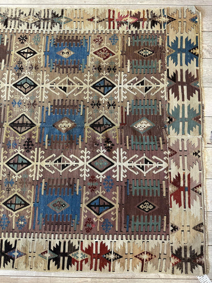 Reyhanli Anatolian 19th C Antique One Of A Kind Kilim Rug 5’ x 8’3” - Nuvé