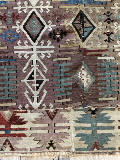 Reyhanli Anatolian 19th C Antique One Of A Kind Kilim Rug 5’ x 8’3” - Nuvé