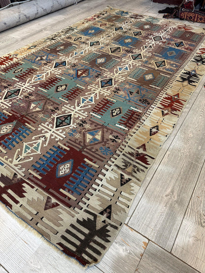 Reyhanli Anatolian 19th C Antique One Of A Kind Kilim Rug 5’ x 8’3” - Nuvé