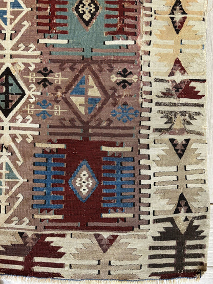 Reyhanli Anatolian 19th C Antique One Of A Kind Kilim Rug 5’ x 8’3” - Nuvé