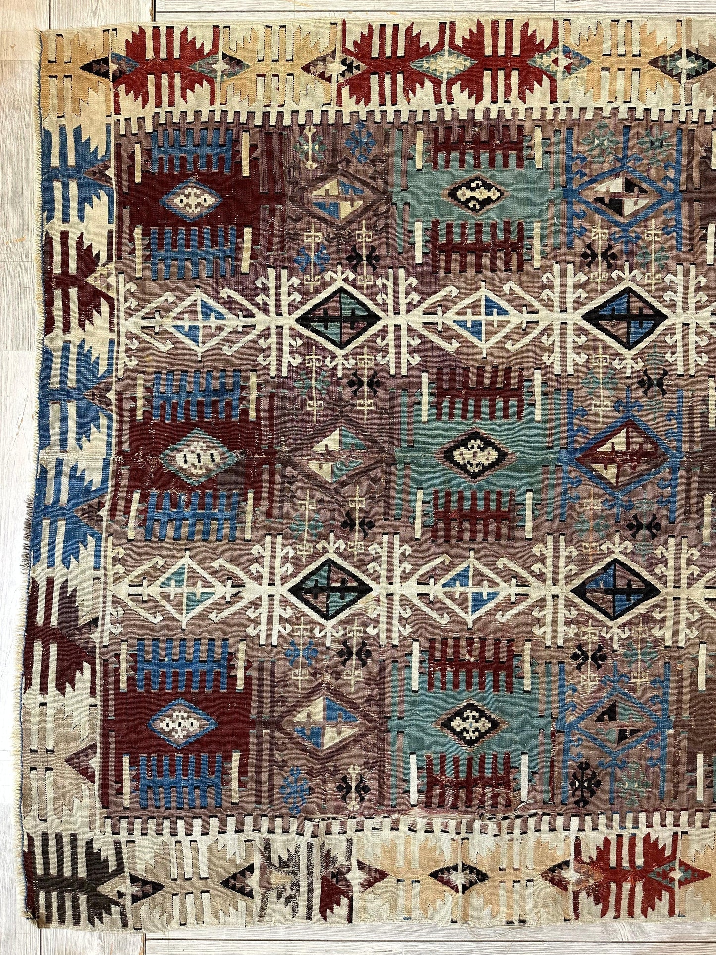 Reyhanli Anatolian 19th C Antique One Of A Kind Kilim Rug 5’ x 8’3” - Nuvé